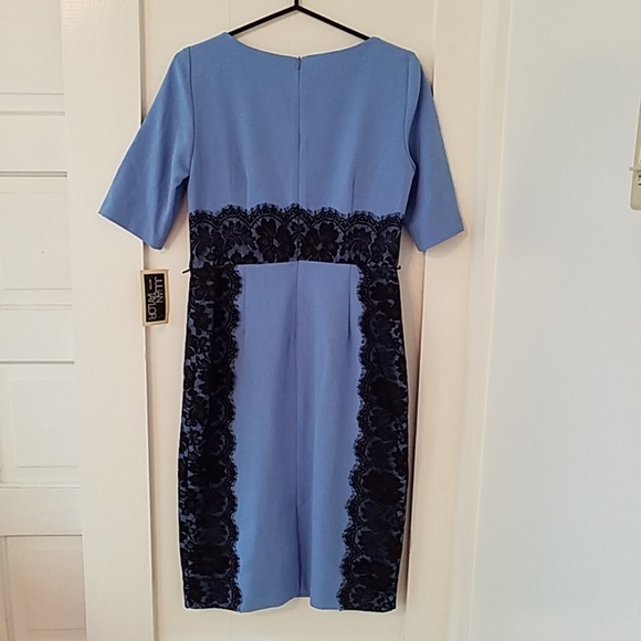 Periwinkle Blue Dress With Black Lace - Picture 3 of 6